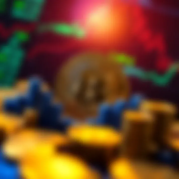 Cryptocurrency Market Decline A graphic showing a downward trend in cryptocurrency prices with Bitcoin symbol and traditional assets like gold and stocks in the background