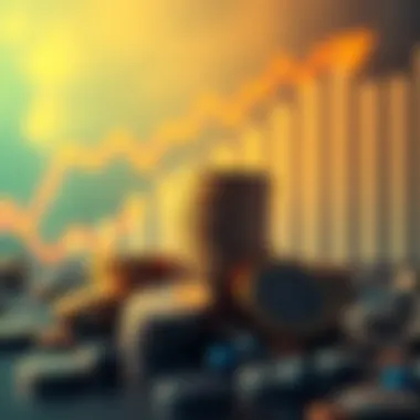 Cryptocurrency Value Illustration A stack of coins representing various cryptocurrencies with a graph showing upward trends in the background.