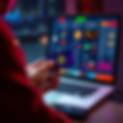 A person holding a cryptocurrency card while looking at a laptop displaying a crypto wallet interface.
