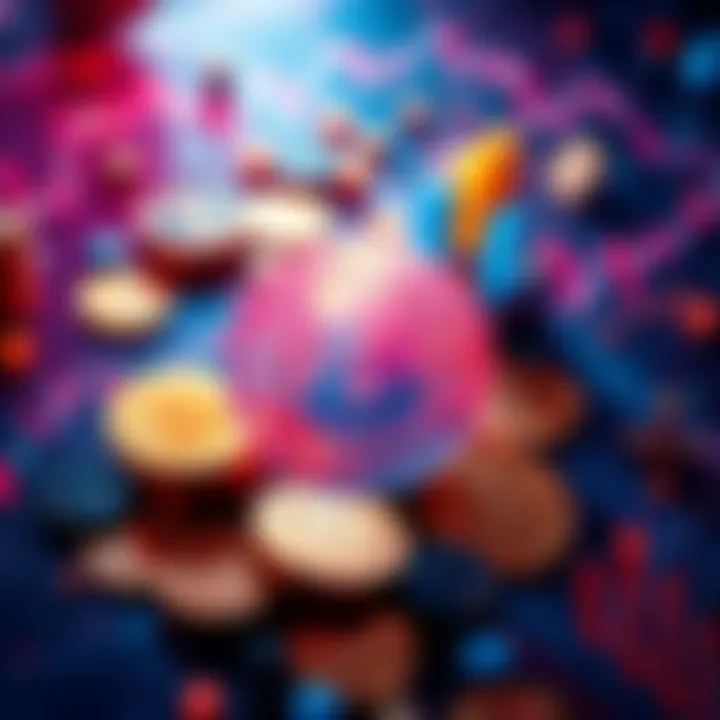 A visual representation of cryptocurrency icons surrounded by financial symbols like coins and graphs, depicting the transformation in finance and society.