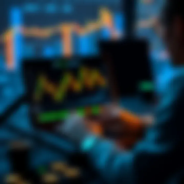 A person analyzing cryptocurrency charts on a laptop, representing digital currencies as a protection against inflation in 2026.