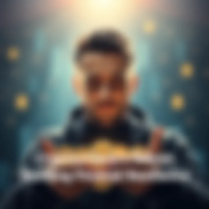 A person holding cryptocurrency coins with a calm expression, symbolizing financial resilience during market downturns.