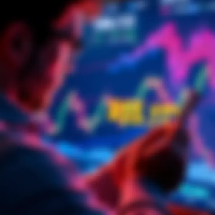 A person analyzing a cryptocurrency chart with a price tag of $55.13 next to 100LTC coins.