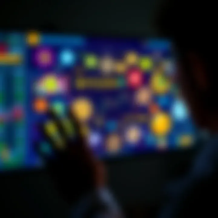 A person examining various cryptocurrencies on a screen, representing potential investment opportunities in the digital currency market.