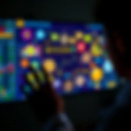 Cryptocurrency Investment A person examining various cryptocurrencies on a screen, representing potential investment opportunities in the digital currency market.