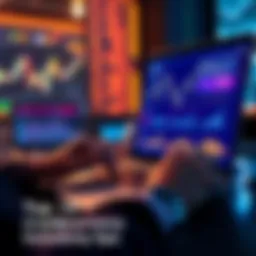 A person analyzing cryptocurrency trends on a laptop, with graphs and charts displayed on the screen, showcasing potential investments.