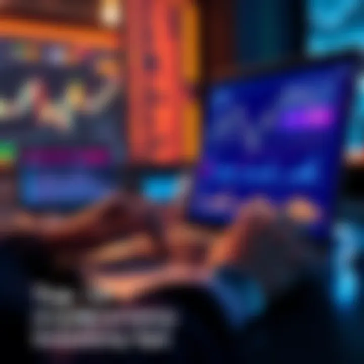 A person analyzing cryptocurrency trends on a laptop, with graphs and charts displayed on the screen, showcasing potential investments.