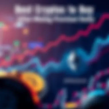 A graphic showing rising cryptocurrency values with Bitcoin and Ethereum symbols prominently displayed