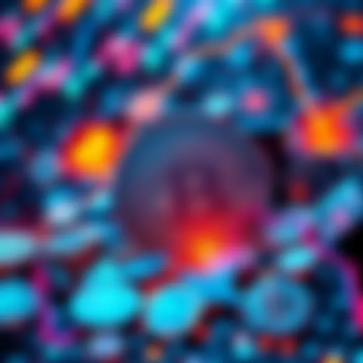 A digital representation of cryptocurrency symbols affecting financial markets and regulations.