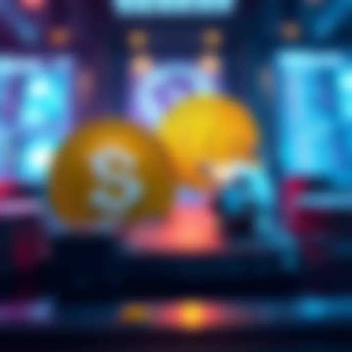 A comparison of Solana and Dogecoin icons representing cryptocurrency choices for small online payments.