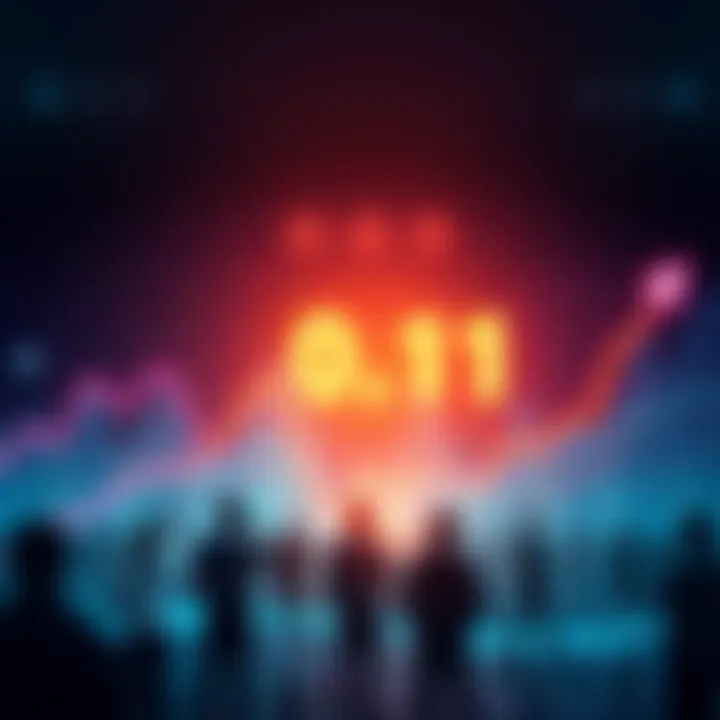 A graph showing cryptocurrency prices dropping to .11 with investment excitement among people.