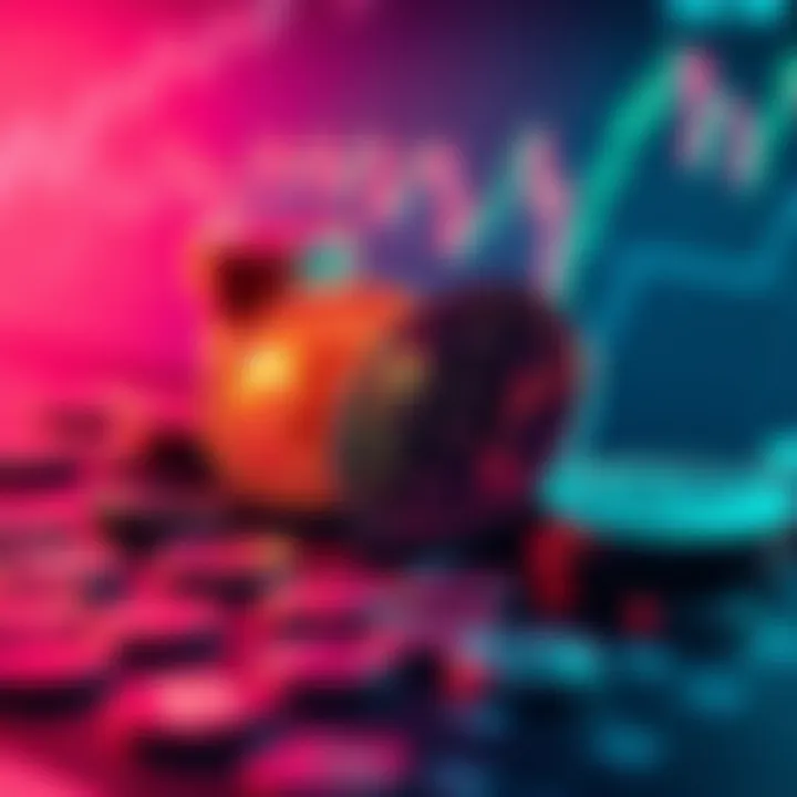 Abstract representation of cryptocurrency integration in retirement plans, featuring digital coins and a financial graph