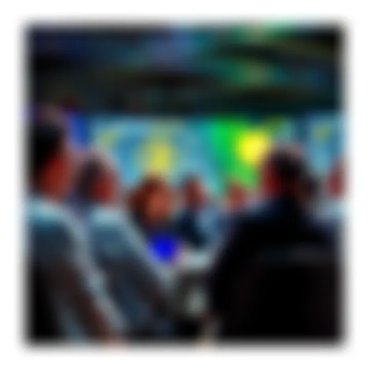 Group of experts discussing cryptocurrency trends at a conference