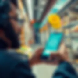 A person using a mobile wallet app to spend stablecoins like USDT at a store, showcasing the integration of cryptocurrency in everyday transactions.
