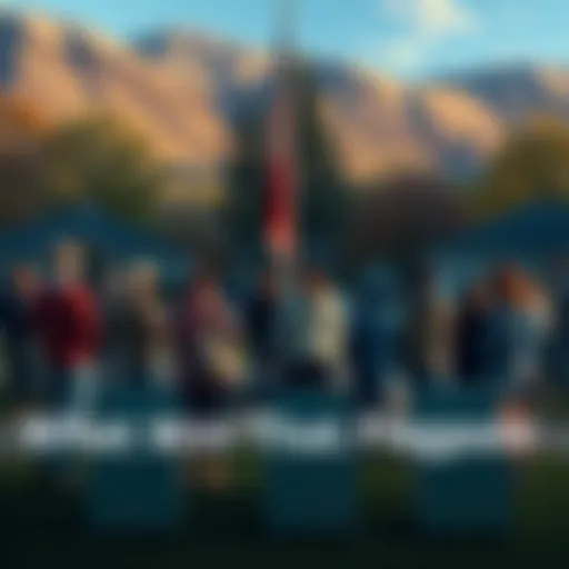 People in the community are gathered around a flagpole, discussing and sharing stories about its surprising appearance.