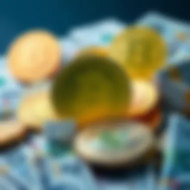 Currency Symbols and Digital Coins A collection of currency symbols with digital coins representing Central Bank Digital Currencies among traditional money forms, highlighting the shift in financial systems.