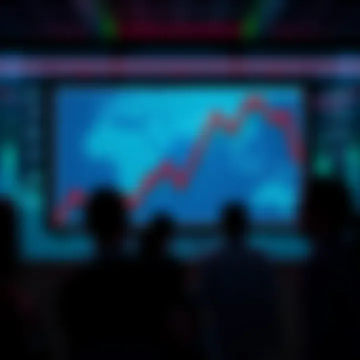 Currency Value Drop A graph showing a steep decline in currency value over two weeks, with concerned people looking at the screen.