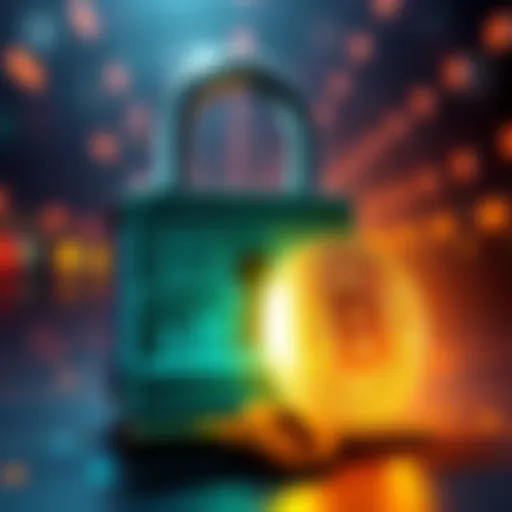 A digital lock symbolizing security, with a unique key next to it, representing custom private key choices in transactions.