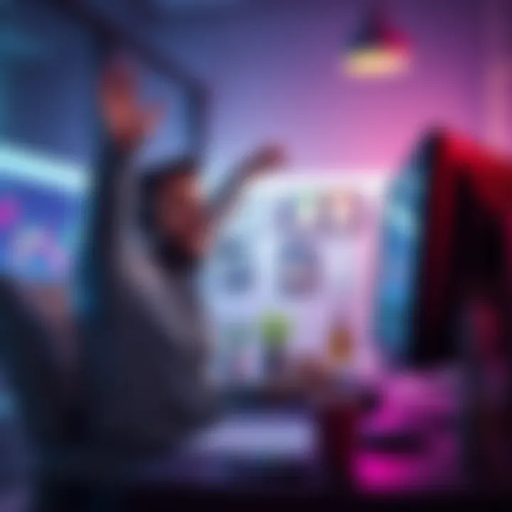 A happy customer sitting at a computer celebrating successful fund recovery after resolving account issues with Kraken Support.