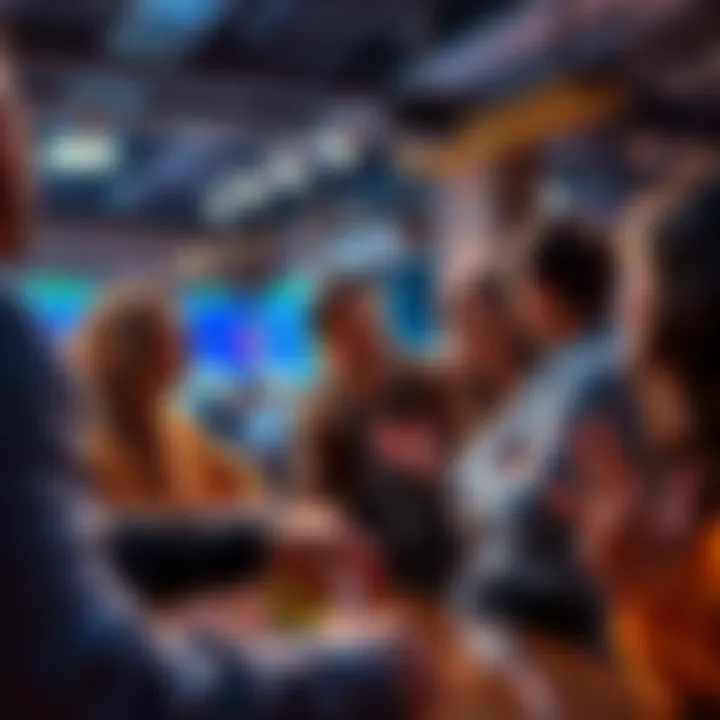 People participating in a lively discussion about current events and trading strategies in a friendly setting.