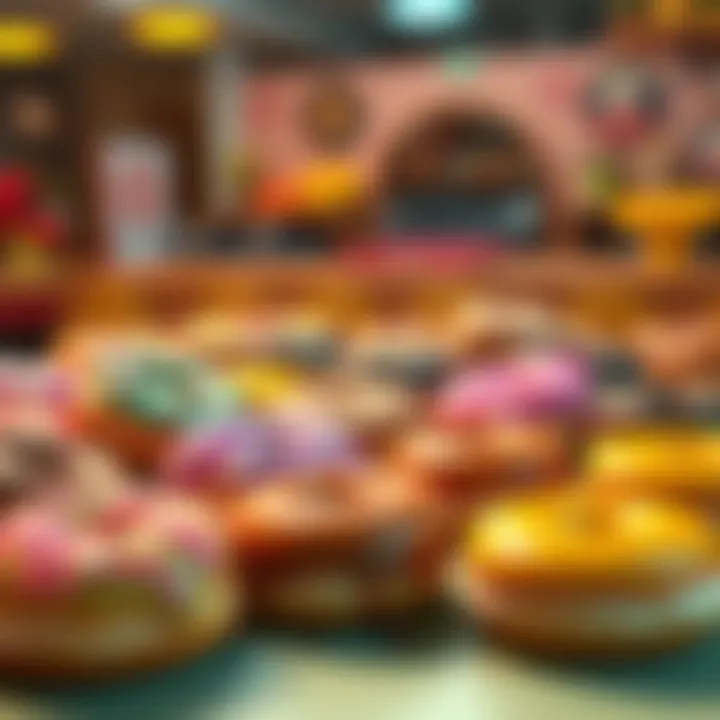 Daily Discussion on Donuts A colorful display of various donuts on a table, inviting conversation among participants in a casual discussion thread.