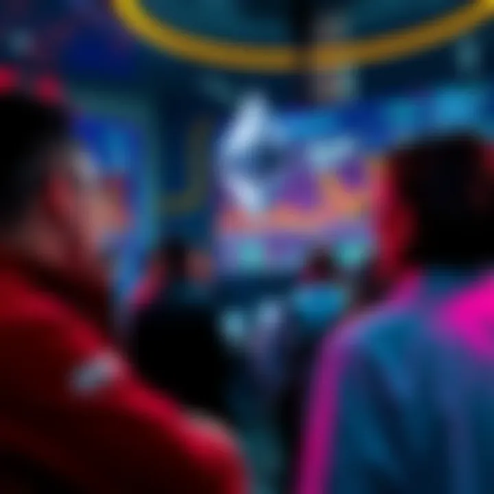 People engaging in discussion about Ethereum with charts and news articles on display