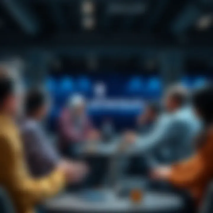 People engaging in a lively discussion about Ethereum trends and prices in a community setting