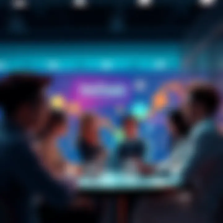 A group of people engaged in a lively discussion about VeChain, sharing ideas and insights with each other.