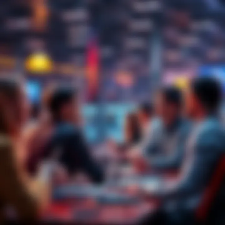 A group of people engaged in a lively conversation about cryptocurrency trends in a digital forum setting.