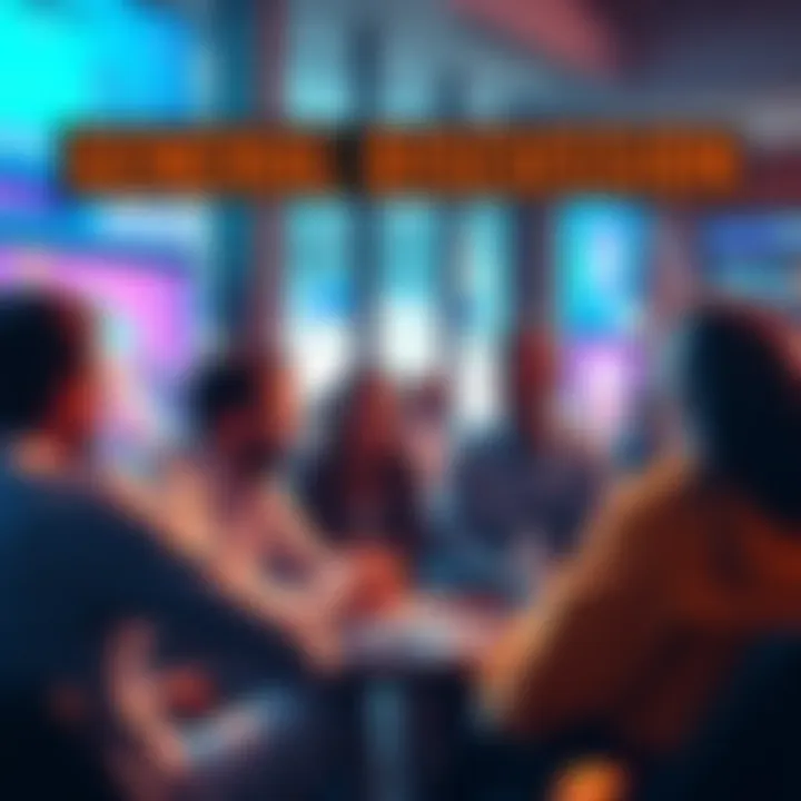 A group of people engaging in discussion about cryptocurrency and community initiatives