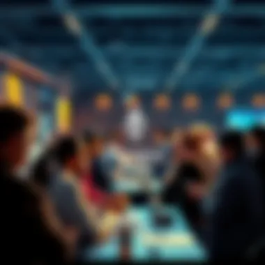 People engaged in a discussion about DeFi and Ethereum at a community forum