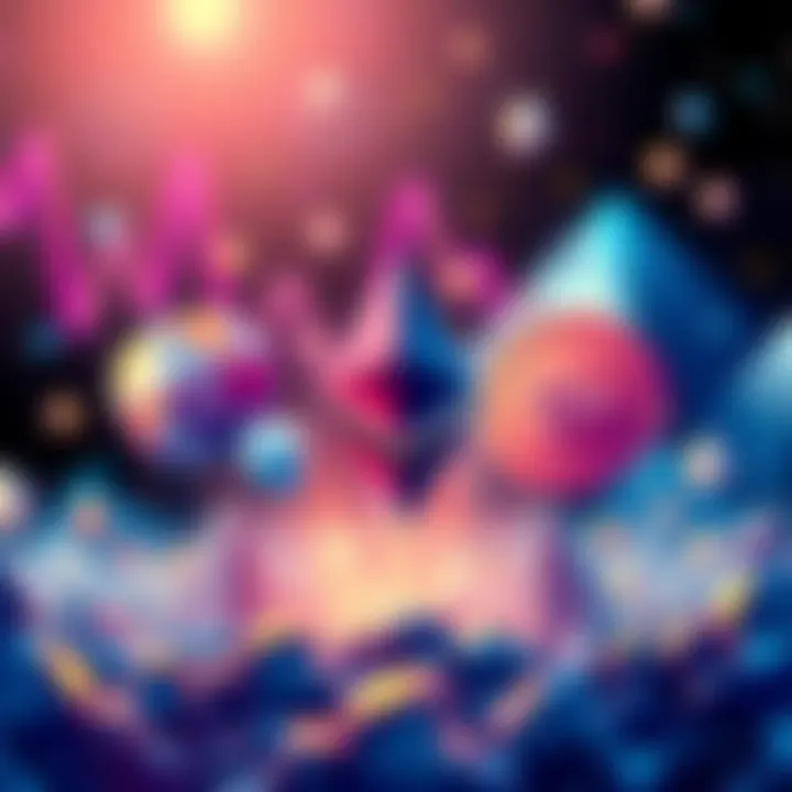 An illustration showcasing Ethereum symbols and community engagement