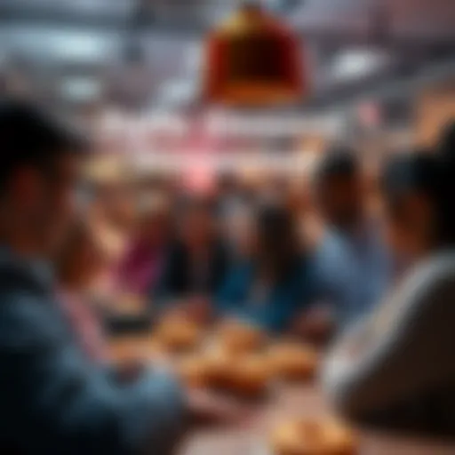 People engaged in a lively discussion with donuts around them, promoting civil conversation