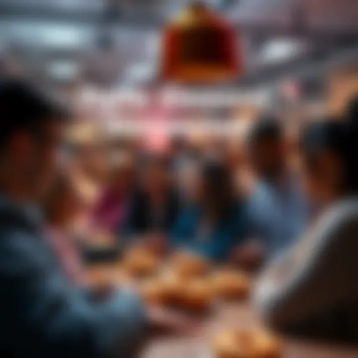 People engaged in a lively discussion with donuts around them, promoting civil conversation