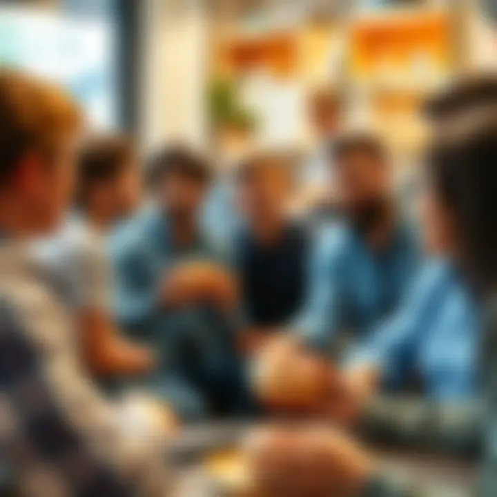 People engaging in a conversation about donuts in a casual setting