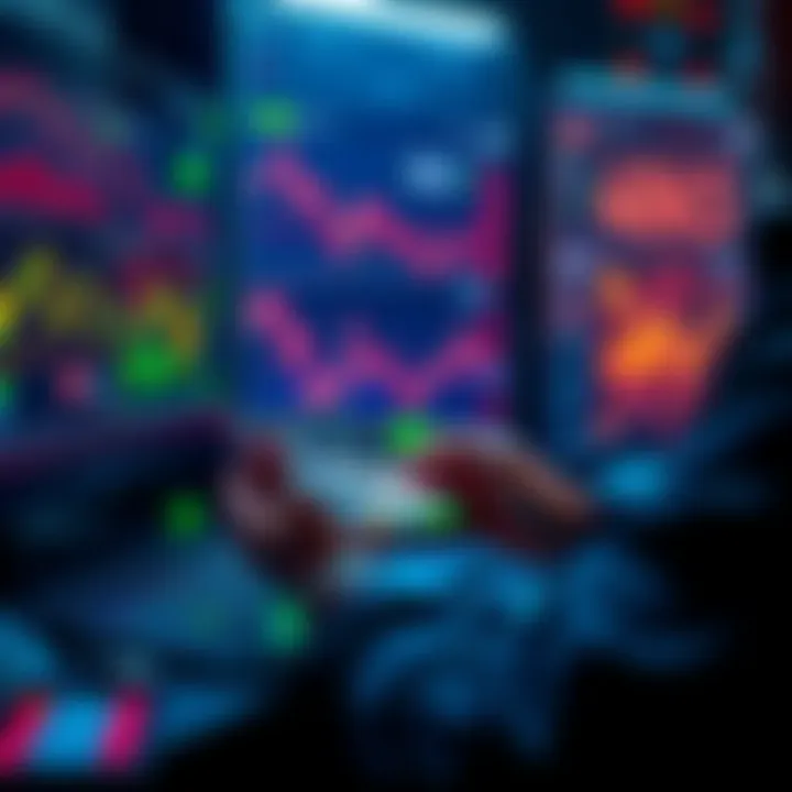 A person managing their own digital wallet while planning investments with charts and graphs on the screen.