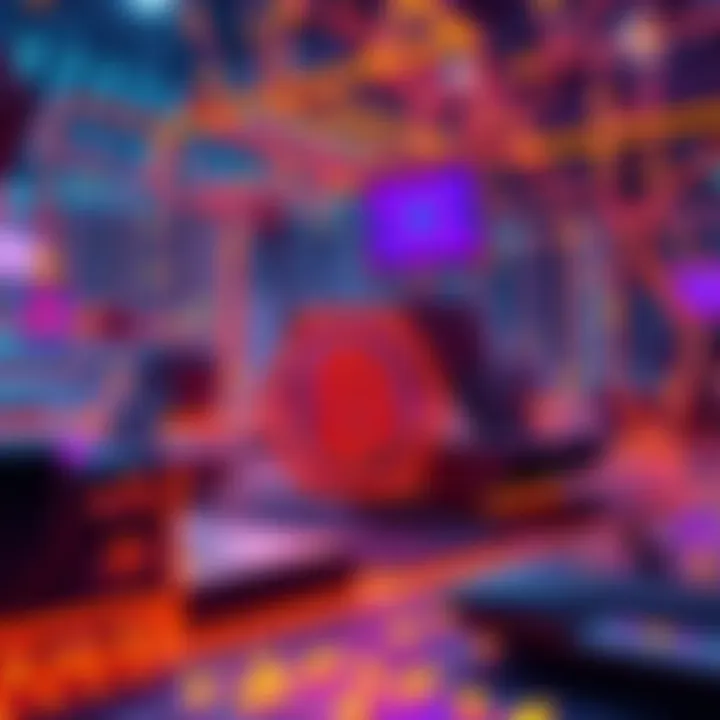 Visual representation of a decentralized module registry in blockchain with developer interaction