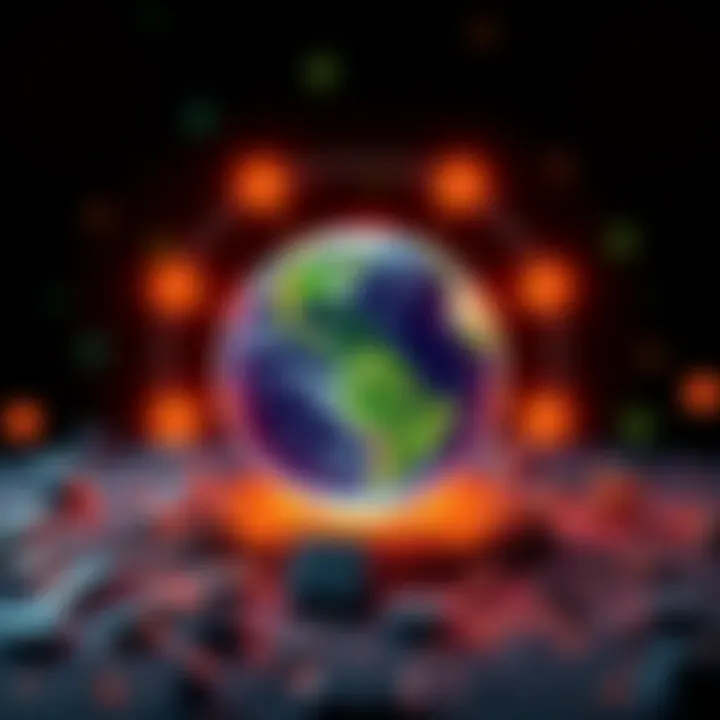 Visual representation of a low-carbon DAO concept featuring blockchain symbols and a green earth theme