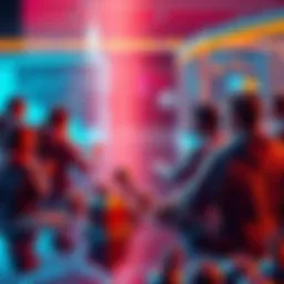 Decentralized Staking Power A group of people selecting diverse validators on a digital platform, symbolizing decentralization in staking.