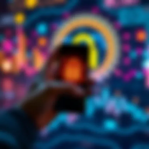 A person holding a smartphone showing cryptocurrency logos with a lock icon fading in the background, symbolizing lost privacy in digital finance.