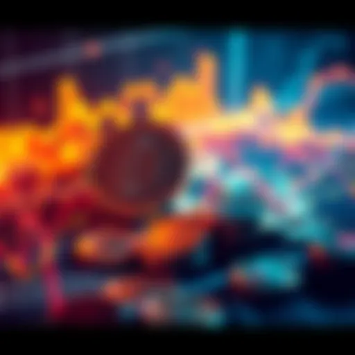 Graph showing decline in cryptocurrency values with digital coins fading away in the background