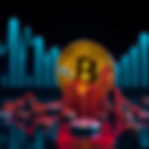 Graph showing a decline in memecoin values with a Bitcoin logo in the background.