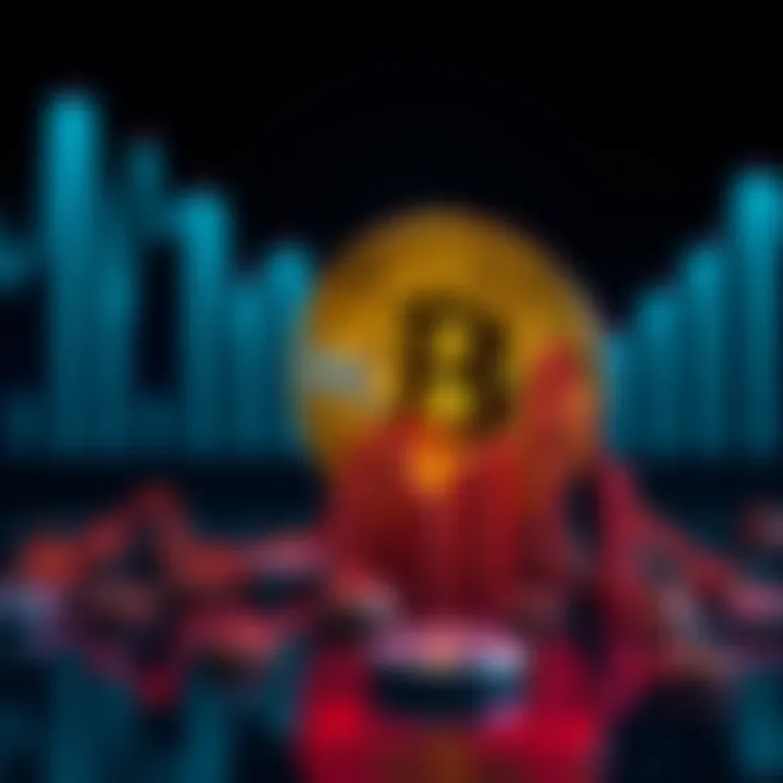 Graph showing a decline in memecoin values with a Bitcoin logo in the background.