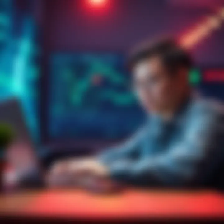 A person looking bored while reading about cryptocurrency on a laptop, showcasing a lack of engaging discussions