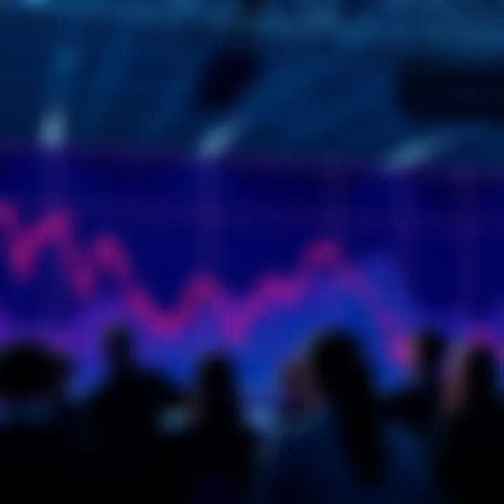 An image showing a graph with a downward trend representing collapsing investments, with worried people observing the market changes.