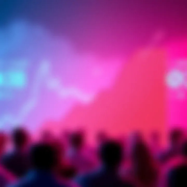 A visual representation of declining cryptocurrency rewards with an upward trending chart juxtaposed against a backdrop of confused users.