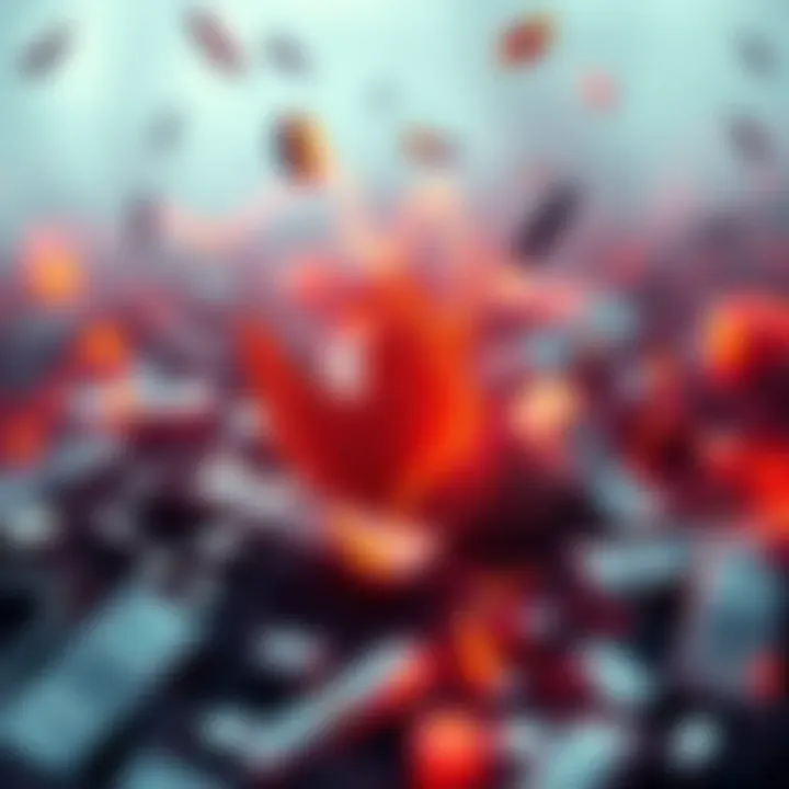 An abstract representation of high-risk DeFi yield farming with symbols of money and volatility