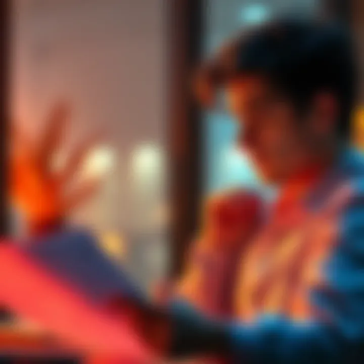 A user looking stressed as they review unexpected tax documents after collateral liquidation in a DeFi app.