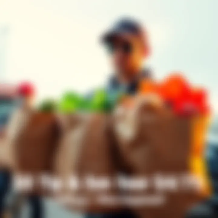 Delivery driver with grocery bags A delivery driver holding large grocery bags after a $475 order