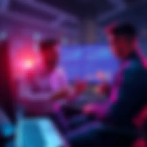 Developers discussing strategies for launching meme coins on the Solana blockchain with charts and data on a screen